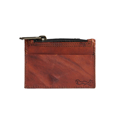 Small leather zip up coin and card holder wallet